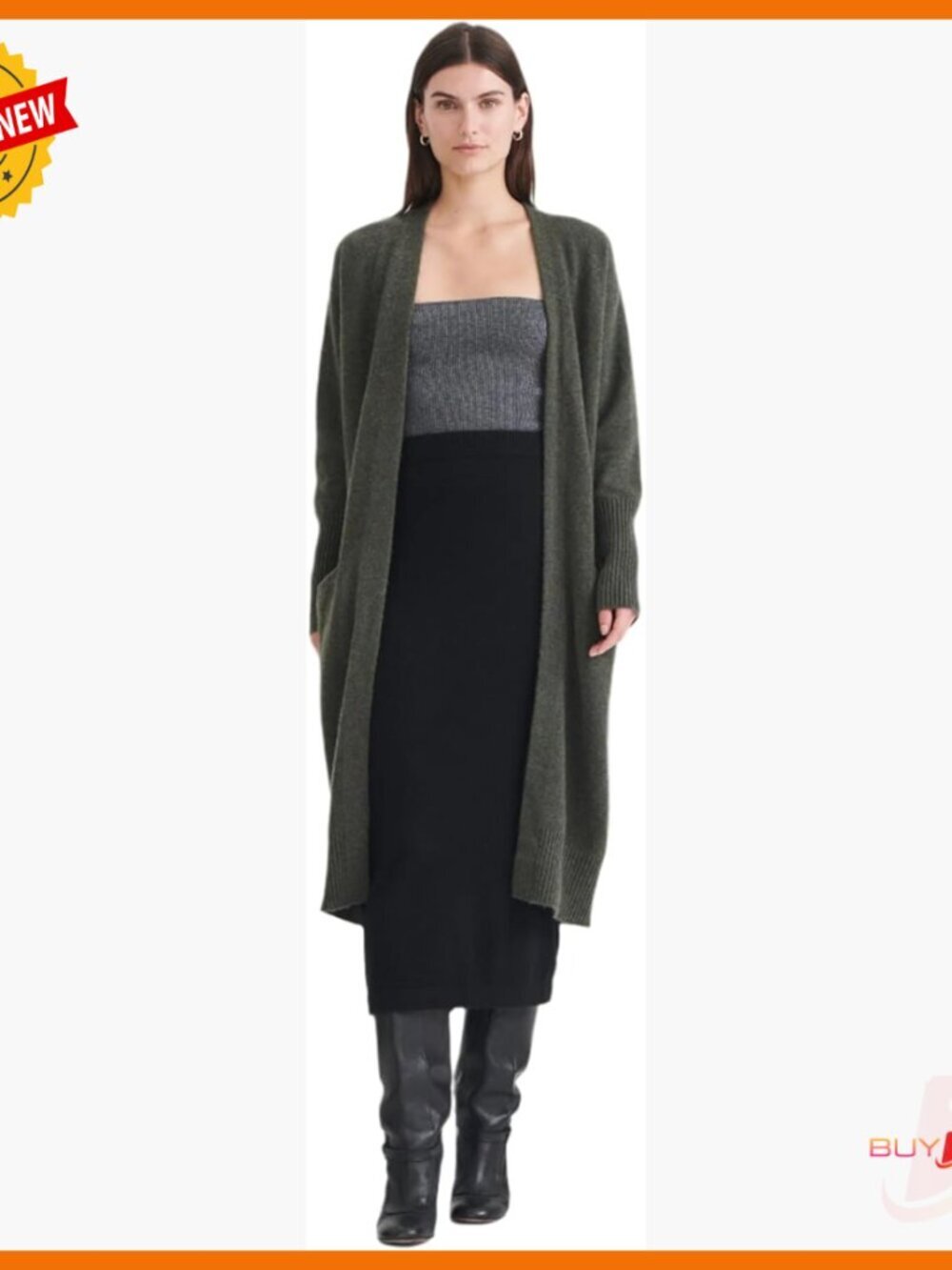 Luxury Cashmere Duster Cardigan Midi Length Relaxed Fit